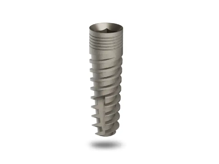Ritter RI-Quadro (QSI) bone-level implantta internal hex bağlantı ve konik spiral thread tasarımı